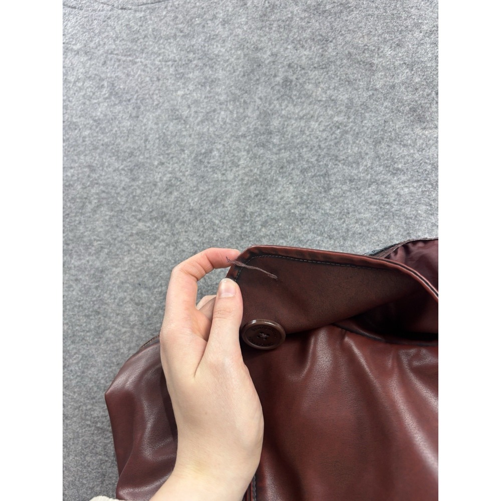 VTG Beverly Hills Polo Club Women L SEE Faux Leather Bomber Jacket 90s Biker Y2K - Picture 8 of 10